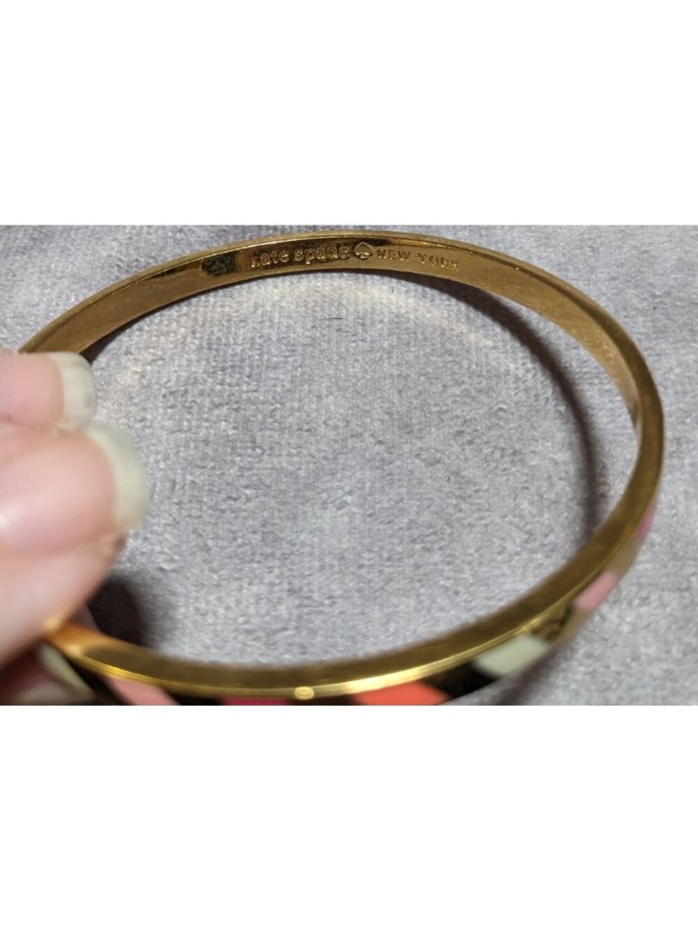 Kate Spade Three Cheers Enamel Bangle Bracelet Goldtone Multicolor - Picture 8 of 9